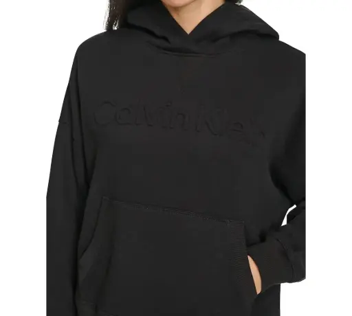 Sudadera con capucha de forro polar con logotipo negro Calvin Klein 